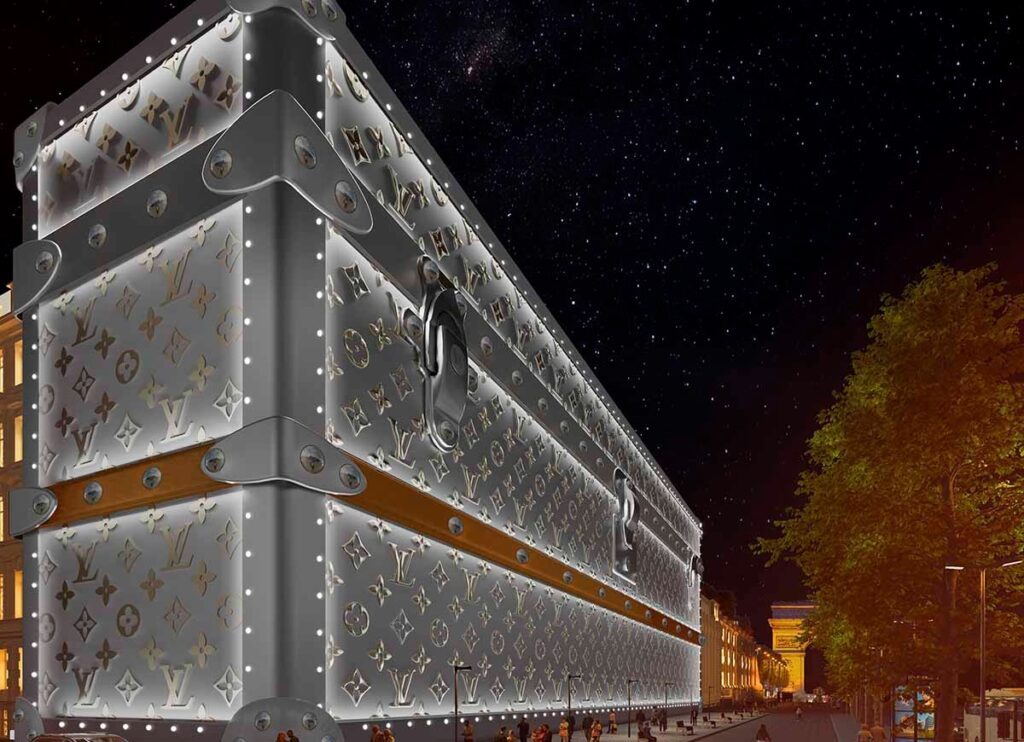 Interior de uma loja de luxo com decoração sofisticada, iluminação estratégica e design convidativo que atrai clientes